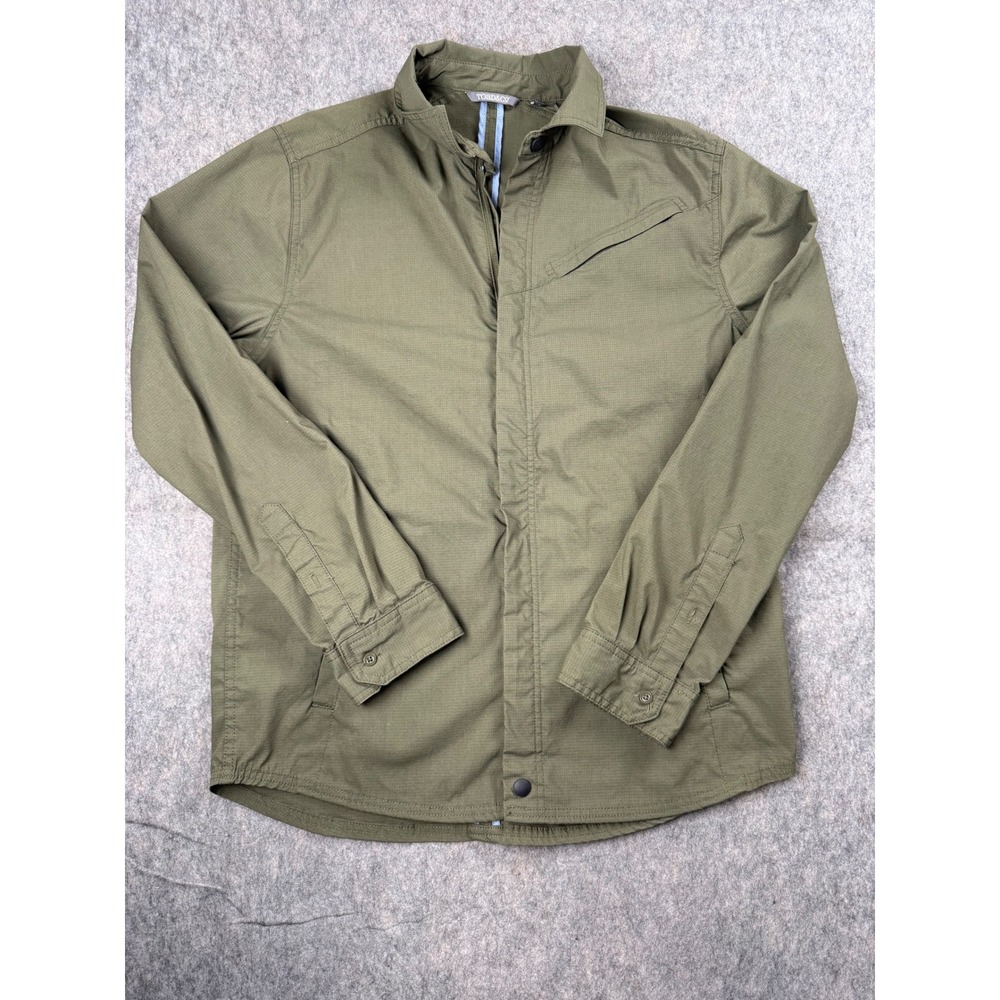 Toad&Co Jacket Men Medium Green Ripstop Nylon Full Zip Shirt Jacket Outdoor Hike